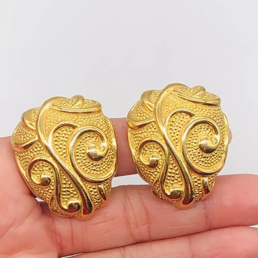 JOSE BARRERA "GILDED MIST" CHUNKEY GOLD EARRINGS